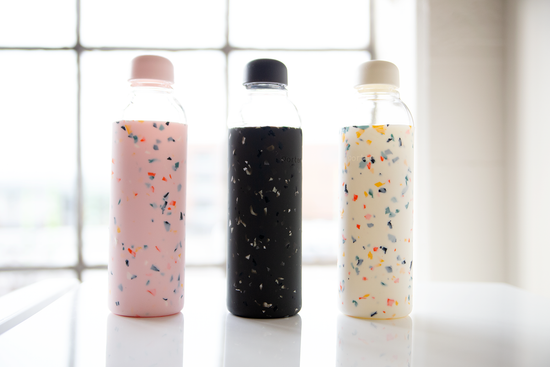 Insulated Glass Water Thermos - black