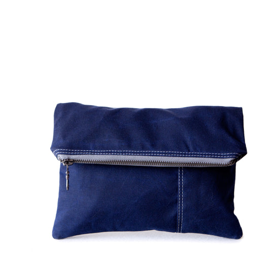 Envelope Clutch in Navy Wax