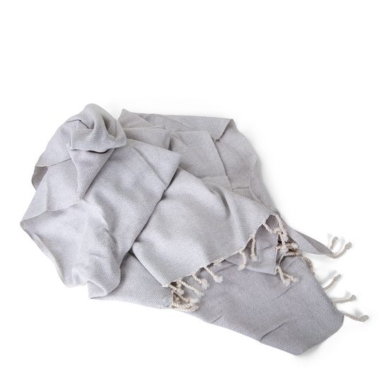 Handwoven Bag Blanket - Light Gray Herringbone